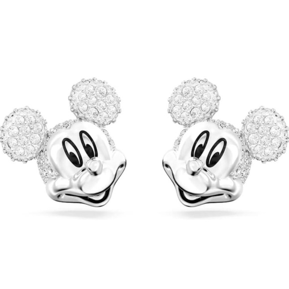 Swarovski X Disney Mickey Mouse stud earrings White Rhodium plated‎